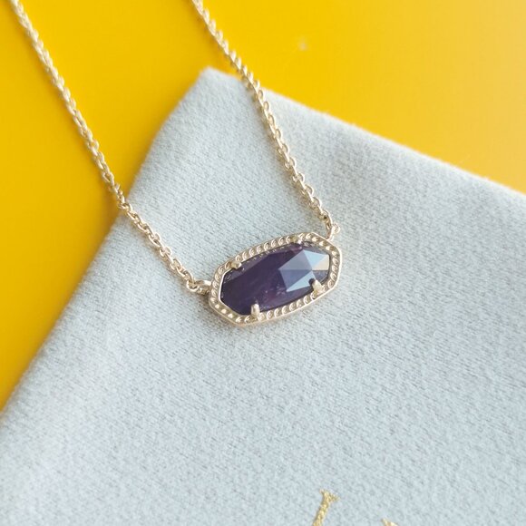 Kendra Scott Elisa Gold Amethyst Short Necklace - Picture 2 of 3